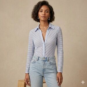 Guess Sheer Striped Button Down | Size Small